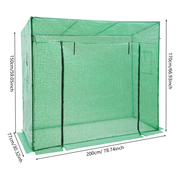 200x77x170cm Plant Green House, zestaw szklarni z oknem, szklarnia na zewnątrz - zielona
